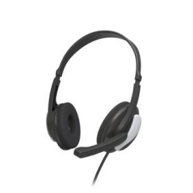 Hama Hs-P100 V2 Auriculares con Microfono Omnidireccional - Cable 2m - Jack 3.5mm - Diadema Ajustable - Almohadillas de Malla - Color Negro y Plata
