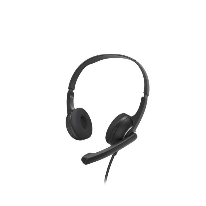 Hama Hs-USB250 V2 Auriculares con Microfono Omnidireccional - Cable 2m - Diadema Ajustable - Almohadillas de Malla - Color Negro y Plata