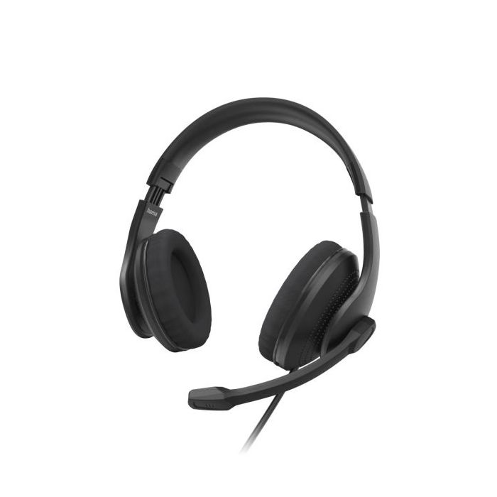 Hama Hs-USB300 V2 Auriculares con Microfono Omnidireccional - Cable 2m - Diadema Ajustable - Almohadillas de Malla - Color Negro