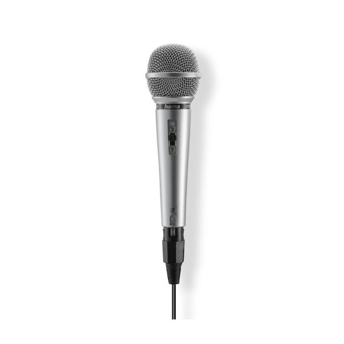 Hama Jam Star Microfono Dinamico - Cable 3m - 100Hz - Jack 3.5mm - Cardioide - 600 Ohm - 170x52x52mm - Color Plata