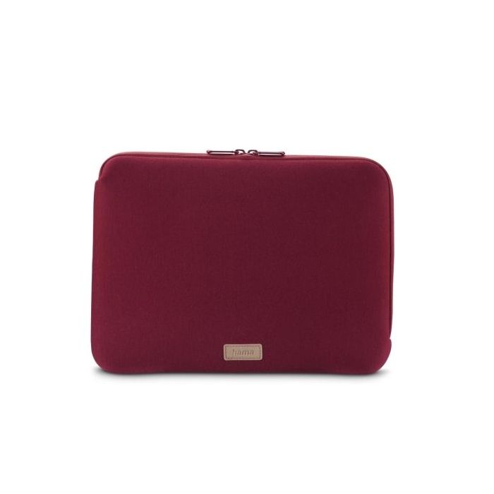 Hama Jersey Funda para Portatiles hasta 14.1" - Cierre con Cremallera - Forro Interior Suave - 37x1.5x27cm - Color Rojo