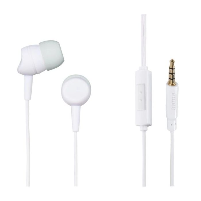 Hama Kooky Auriculares con Microfono - Cable 1.2m - Jack 3.5mm - Color Blanco