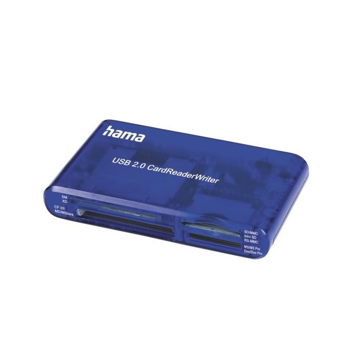 Hama Lector de Tarjetas - Conexion con USB-A - CompactFlash - Compatible con SD - Tarjeta xd - 57x97x17mm - Color Azul