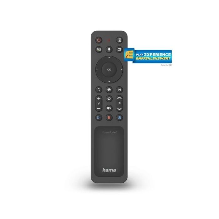 Hama Mando a Distancia para Smart TV Samsung - Bluetooth - Alcance 10m - 22 Botones - Acceso Directo a Plataformas de Streaming - Panel Solar de Carga - 17.7x4x1.8cm - Color Negro