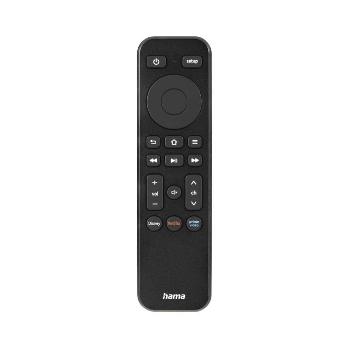 Hama Mando a Distancia para TV - Universal - Alcance 10m - Acceso Directo a Plataformas de Streaming - 14x3.8x1.9cm - Color Negro
