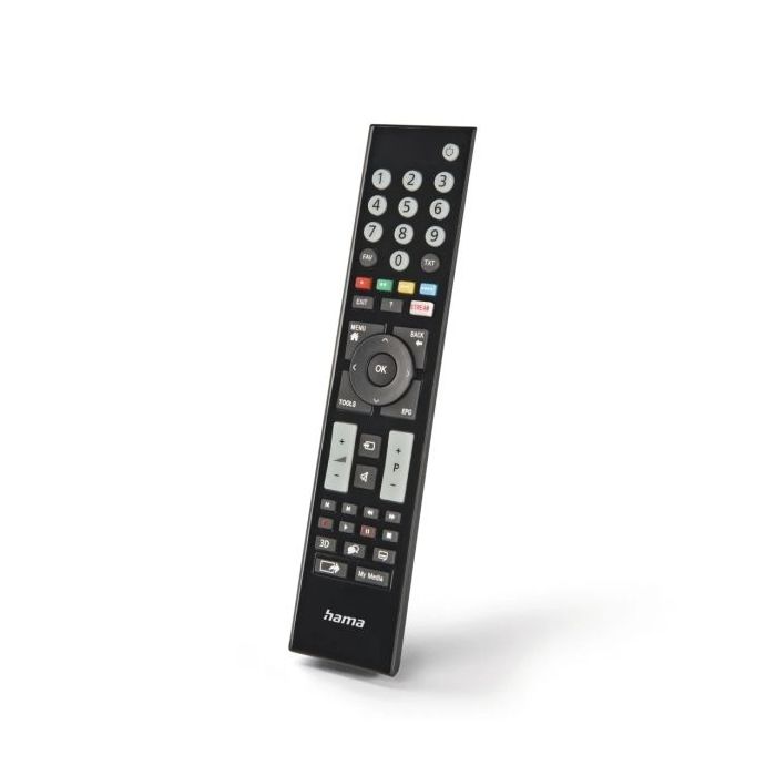 Hama Mando a Distancia para TV Grundig - Alcance 10m - 48 Botones - Acceso Directo a Plataformas de Streaming - 22.4x5x2.1cm - Color Negro