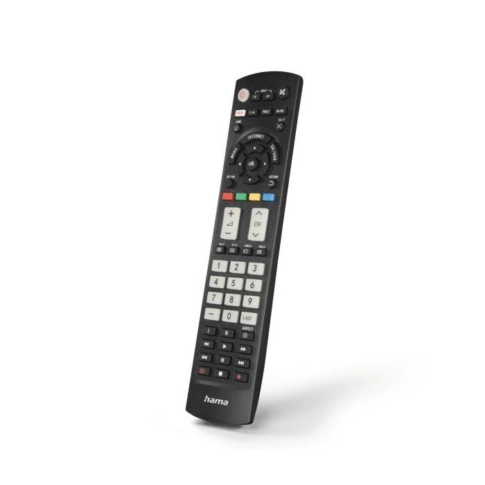 Hama Mando a Distancia para TV Panasoni - Alcance 10m - 56 Botones - Acceso Directo a Plataformas de Streaming - 21.4x5x2.3cm - Color Negro