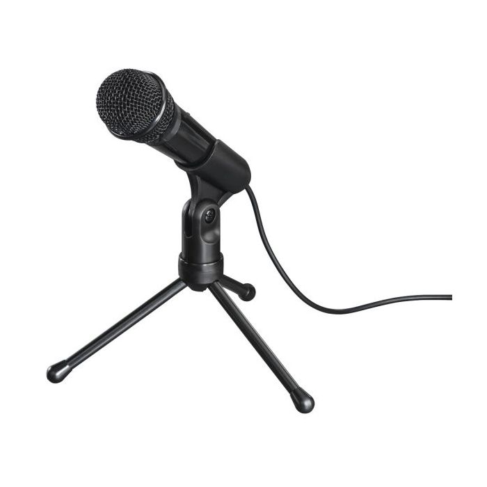 Hama MIC-P35 Allround Microfono de Sobremesa para PC y Portatil - Cable 2.5m - 2200 Ohm - Jack 3.5mm - Condensador Cardioide - Color Negro
