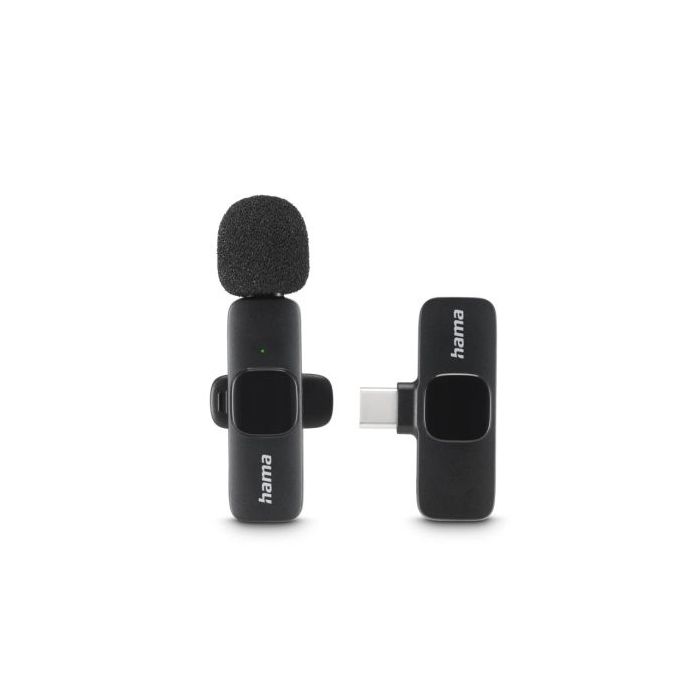 Hama Microfono de Solapa Inalambrico - 2200 Ohm - USB-C - Sujeccion con Clip - Color Negro
