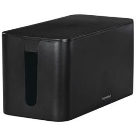 Hama Mini Caja para Regletas y Cables - Facil Organizacion y Limpieza - Proteccion Infantil y de Mascotas - Diametro Maximo del Cable 15mm - 23.5x11.5x12cm - Color Negro