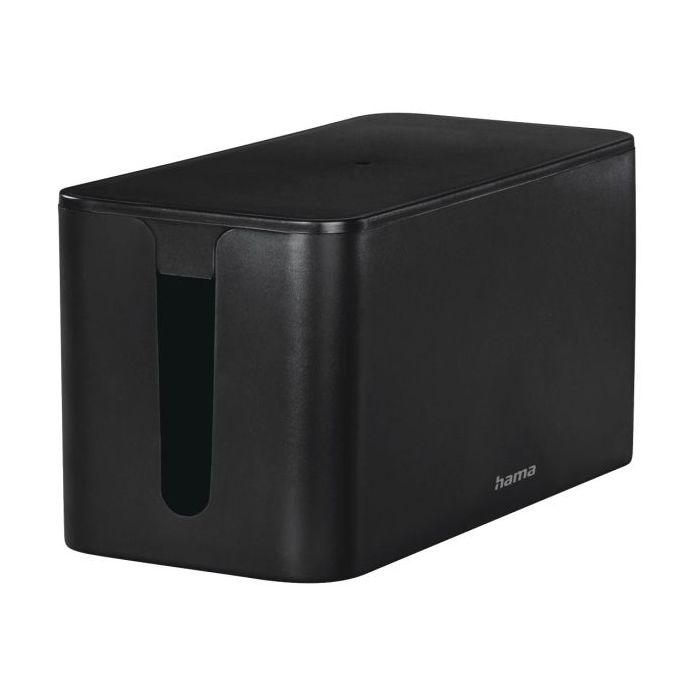 Hama Mini Caja para Regletas y Cables - Facil Organizacion y Limpieza - Proteccion Infantil y de Mascotas - Diametro Maximo del Cable 15mm - 23.5x11.5x12cm - Color Negro