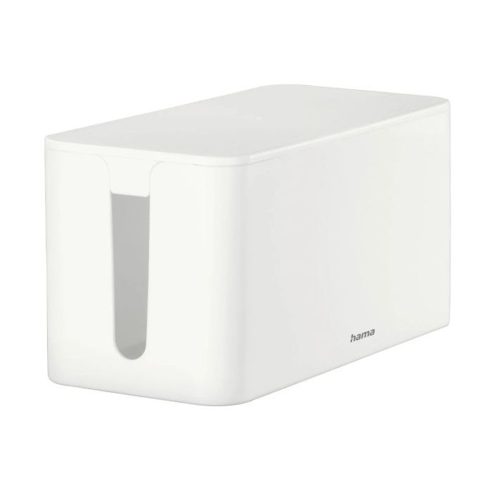 Hama Mini Caja para Regletas y Cables - Facil Organizacion y Limpieza - Proteccion Infantil y de Mascotas - Diametro Maximo del Cable 20mm - 23.5x11.5x12cm - Color Blanco