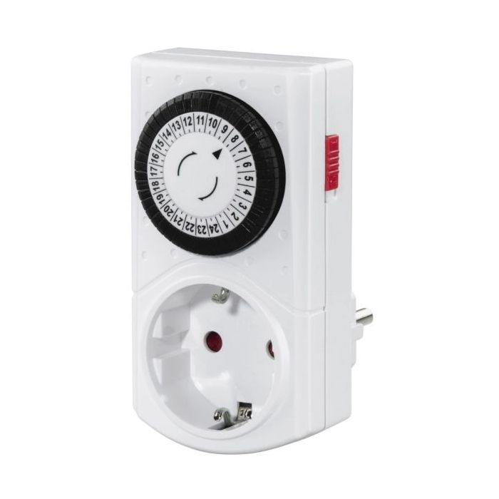 Hama Mini Enchufe Temporizador Mecanico - Potencia Maxima 3680W - Voltaje 230V - Temporizador - Intervalos de 30min - Color Blanco