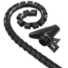 Hama Organizador de Cable en Espiral 20mm - Flexible - Longitud 2.5m - Adaptador para Instalacion - Color Negro