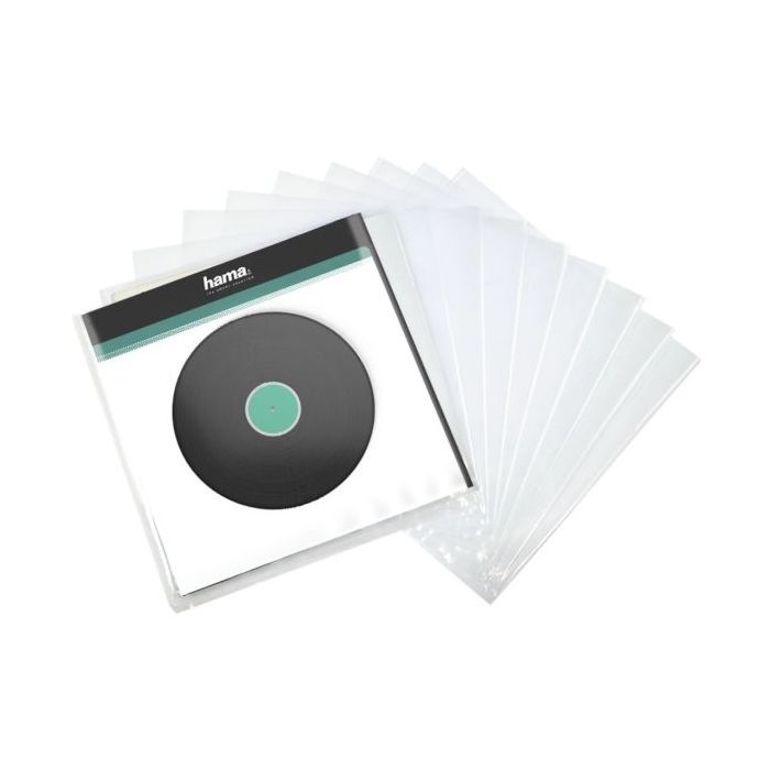 Hama Pack de 10 Fundas para Discos de Vinilo - Polipropileno - 32.7x32.5x0.07cm - Color Transparente