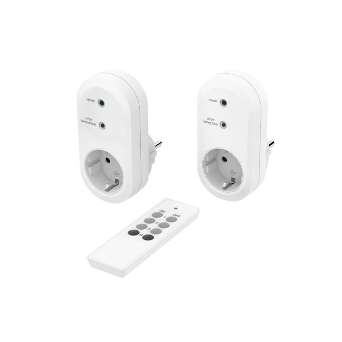 Hama Pack de 2 Enchufes Inalambricos - Potencia Maxima 3500W - IP20 - Interruptor de Encendido - Color Blanco