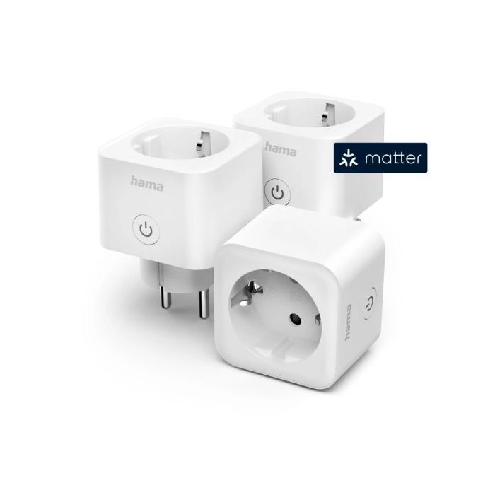 Hama Pack de 3 Enchufes WLAN Inteligentes - Potencias hasta 3680W - WiFi - Temporizador - IP20 - Compatible con Asistente de Voz - Control con App - Color Blanco