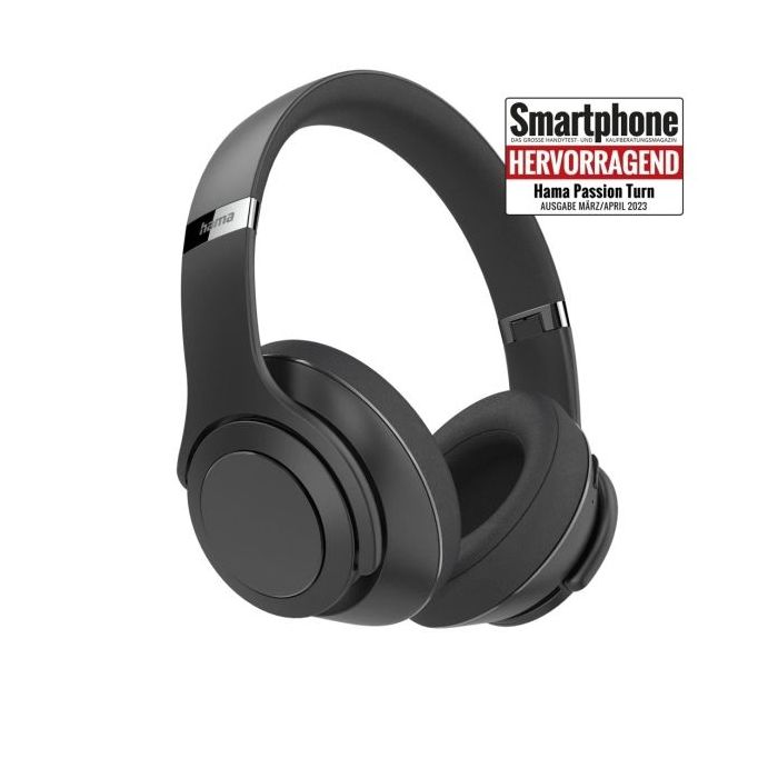 Hama Passion Turn Auriculares con Microfono Omnidireccional - Bluetooth - Radio 10m - Plegable - Diadema Ajustable - Asistente de Voz - Carga por USB-C - Color Negro