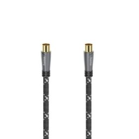 Hama Prime Cable Coaxial de Antena Macho/Hembra - Longitud 1.5m - Terminales Chapados en Oro - Apantallamiento 120dB - Impedancia 75Ohm - Color Negro y Gris
