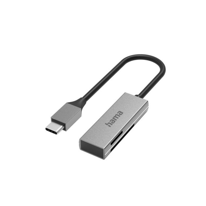 Hama Prime Lector de Tarjetas USB-C - Compatible con SD - Micro-SD - 16.2x7.9x47.2mm - Color Plata