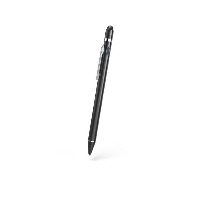 Hama Pro Lapiz Digital para Tablet - Autonomia hasta 18h - Punta Fina de 1.5mm - Cuerpo de Aluminio - Punta de Goma - Longitud de 146mm - Clip Integrado - Color Negro