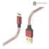 Hama Reflective Cable USB - Longitud 1.5m - USB-A Macho - USB-C Macho - Nailon - Velocidad hasta 480Mbps - Chapado en Oro - Color Rojo
