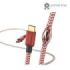 Hama Reflective Cable USB-C Macho - Potencia Maxima 60W - Longitud 1.5m - Nailon - Velocidad hasta 480Mbps - Chapado en Oro - Color Rojo
