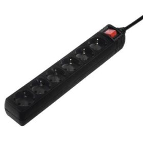 Hama Regleta Alimentacion con 6 Tomas - Cable 1.4m - Interruptor de Encendido - 33.7x5.5x4.7cm - Color Negro