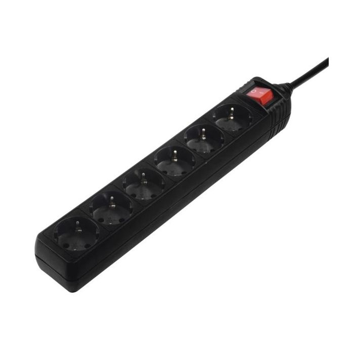 Hama Regleta Alimentacion con 6 Tomas - Cable 1.4m - Interruptor de Encendido - 33.7x5.5x4.7cm - Color Negro