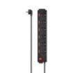 Hama Regleta Alimentacion con 6 Tomas - Potencia Maxima 3680W - Cable 1.4m - Voltaje 250V - Enchufe Schuko en Angulo - 7.5x4.5x46cm - Color Negro