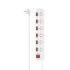 Hama Regleta Alimentacion con 6 Tomas - Potencia Maxima 3680W - Cable 1.4m - Voltaje 250V - Interruptor General e Individuales - Enchufe Schuko en Angulo - 7.2x4.1x42.3cm - Color Blanco
