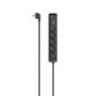 Hama Regleta Alimentacion con 7 Tomas - Potencia Maxima 3680W - Cable 1.4m - 4x Schuko - 2x USB-C - 1x USB-A - Interruptor de Encendido - Enchufe Schuko en Angulo - 5.3x4x30.5cm - Color Negro y Gris