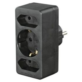 Hama Regleta de Pared con 3 Tomas - Potencia Maxima 3680W - 1x Schuko - 2x Tipo C - Color Negro
