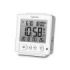 Hama Rhodes Radio Reloj Despertador - Pantalla Digital - Termometro - Funcion de Repeticion de Alarma - 2 Alarmas Configurables - Zona Horaria Ajustable - 9x2.5x10cm - Color Blanco