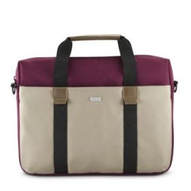 Hama Silvan Maletin para Portatiles hasta 16.2" - Poliester Reciclado - Bolsillo Frontal - Interior Acolchado - 42x5x32cm - Color Beige y Burdeos