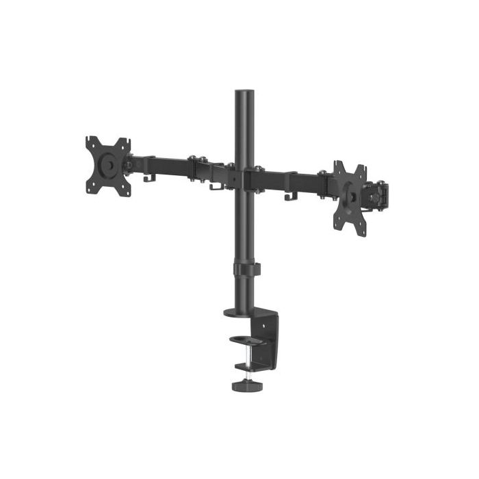 Hama Soporte de Mesa con Brazos Articulados para 2 Monitores de 13 a 32" - Capacidad 8kg - Altura Ajustable - Inclinacion 45º - Giro 180º - Acero - VESA 100x100 - 86.18x6.96x40.64cm - Color Negro