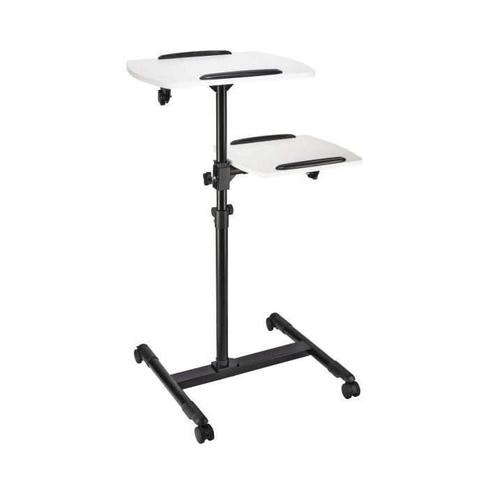 Hama Soporte de Pie para Proyector con 2 Bandejas - Soporta hasta 10kg - Altura Ajustable - Ruedas - Bandeja Superior 42x50cm - Bandeja Inferior 40x35cm - Color Negro