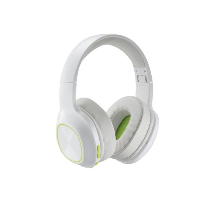 Hama Spirit Calypso II Auriculares con Microfono Omnidireccional - Bluetooth - Diadema Ajustable - Rango 10m - Plegable - Asistente de Voz - Carga por USB-C - Color Blanco y Verde