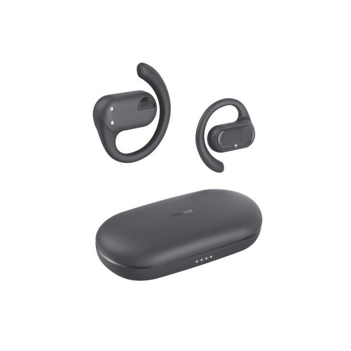 Hama Spirit Open Auriculares Inalambricos con Microfono Omnidireccional - Bluetooth - Rango 10m - IPX4 - Pantalla LED - Carga por USB-C - Color Negro