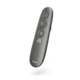 Hama Spot Pointer V2 Presentador de Diapositivas - Puntero Laser Rojo - Pantalla Digital - Recargable - Autonomia de 3 Meses - Alcance 20m - USB-A con Tarjeta Micro-SD - Color Negro