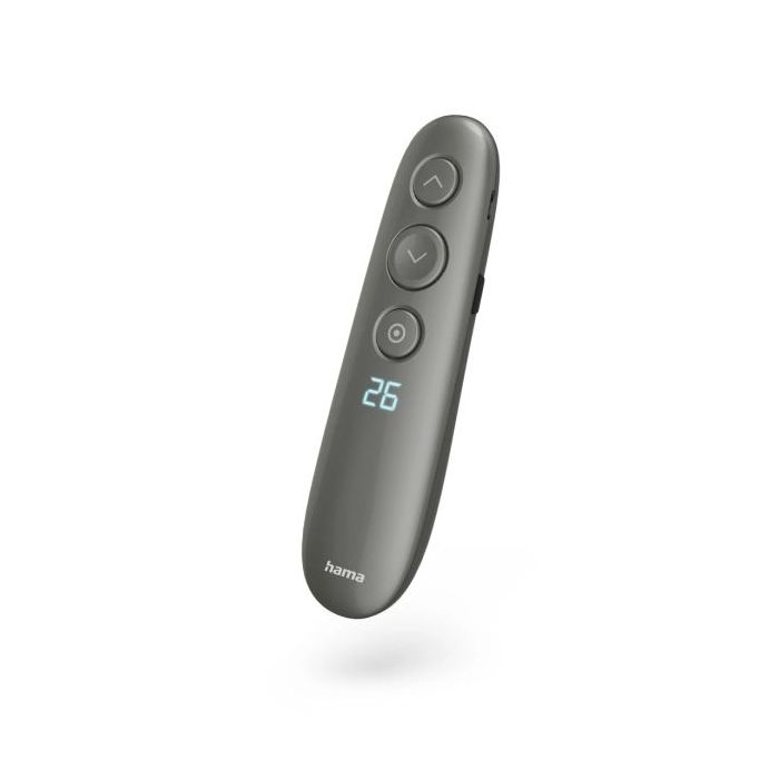 Hama Spot Pointer V2 Presentador de Diapositivas - Puntero Laser Rojo - Pantalla Digital - Recargable - Autonomia de 3 Meses - Alcance 20m - USB-A con Tarjeta Micro-SD - Color Negro