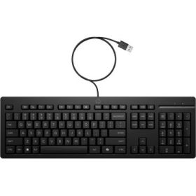 HP 125 Teclado USB G2 - Tecla Copilot IA - Patas Ajustables - Indicadores LED (Num/Caps) - Teclas de Embrague Tipo Plunger - Fabricado con Plastico Reciclado - Color Negro
