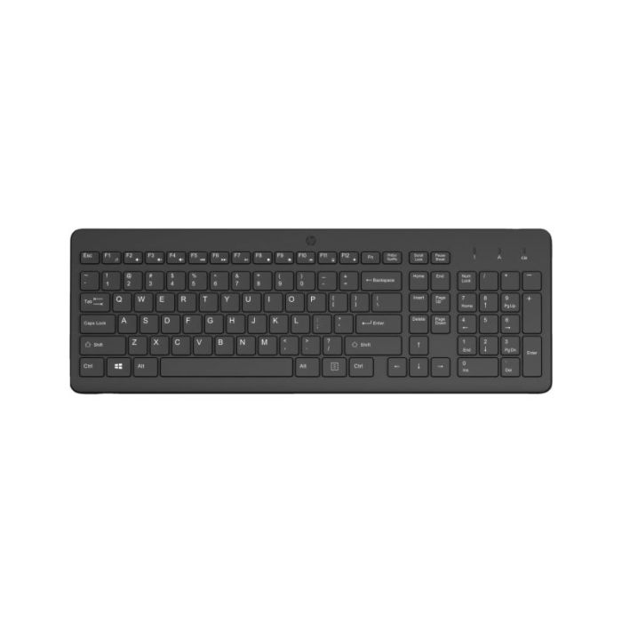 HP 225 Teclado Inalambrico 2.4GHz - 12 Atajos Fn Integrados - Indicadores LED Bloq Num, Bloq Mayus y Bateria - Autonomia hasta 16 Meses - Color Negro