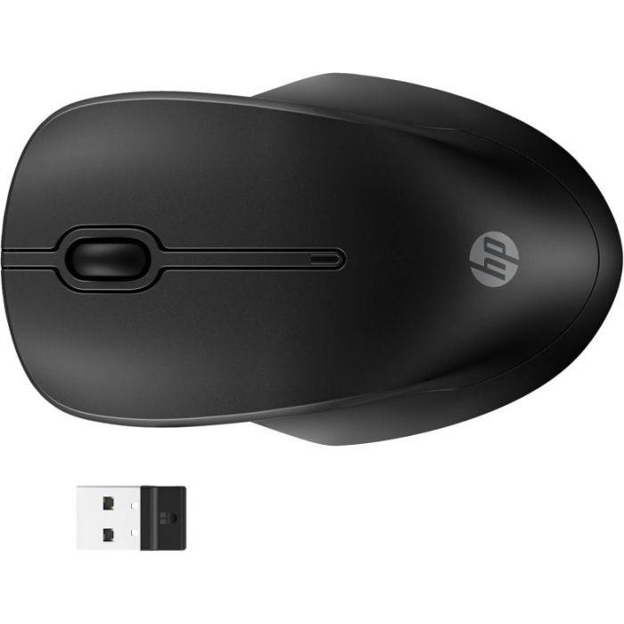 HP 255 Raton Inalambrico Dual Bluetooth/2.4GHz - Ambidiestro - Sensor Optico 1600 DPI Multi‑Superficie - Autonomia hasta 12 Meses - Laterales Antideslizantes y Clic Silencioso - USB‑A Dongle Incluido - Color Negro