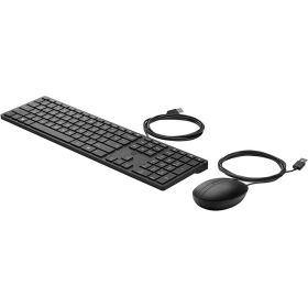 HP 320MK Combo Teclado y Raton USB - Teclado Compacto de 3 Zonas - Teclas Silenciosas - LED Indicador de Bloqueos - Raton Optico 1000 DPI con 3 Botones - Plug & Play - Color Negro