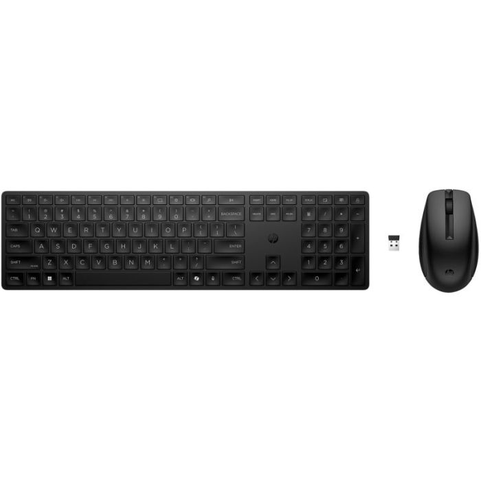 HP 655 Combo Teclado y Raton Inalambricos 2.4GHz - 24 Teclas Programables  Raton Optico Multi‑Superficie 4000 DPI - Teclas Silenciosas - Diseño Ergonomico - Color Negro