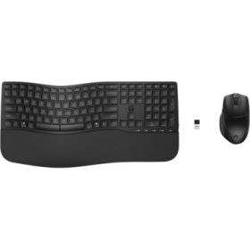 HP 685 Combo Teclado y Raton Inalambricos -Bluetooth 5.3 + 2.4GHz - Reposamuñecas y 3 Angulos de Inclinacion - Tecla Copilot - Raton Optico Multi‑Superficie 4000 DPI - Rueda 4D - Color Negro
