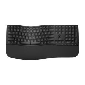 HP 685 Teclado Inalambrico Ergonomico Dual‑Mode - Bluetooth 5.3 + 2.4GHz - Reposamuñecas Acolchado - 23 Teclas Programables - 3 Posiciones de Inclinacion - Teclas Silenciosas de Bajo Perfil - Autonomia hasta 36 Meses - Color Negro