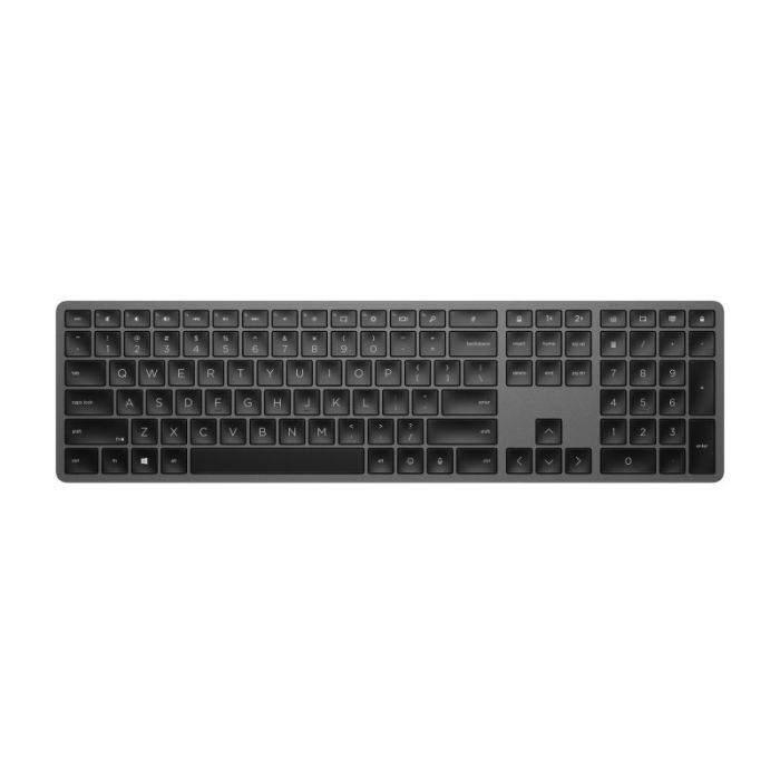 HP 975 Teclado Inalambrico Dual‑Mode - Bluetooth + 2.4GHz - Retroiluminacion Inteligente Ajustable - Conecta hasta 3 Dispositivos - 20+ Teclas Programables - Bateria Recargable - Color Negro