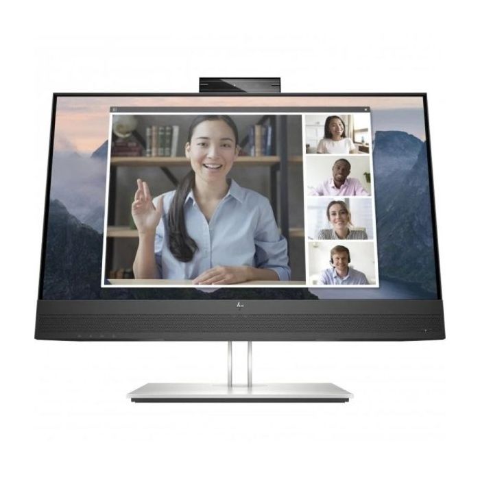 HP E24MV G4 Monitor 23.8" LED IPS FullHD 60Hz - Respuesta 5ms - Altavoces 4W - Ajustable en Altura, Giratorio e Inclinable - HDMI, Displayport, VGA, Hub USB - Webcam - VESA 100x100mm - Color Negro/Plata